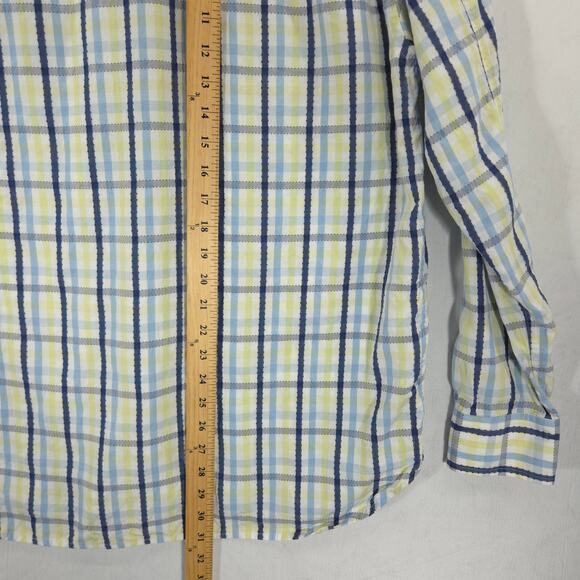 Tommy Bahama Shirt Mens L Blue Yellow Plaid Pinehurst Putter Boy Cuff Button Up - Picture 10 of 11